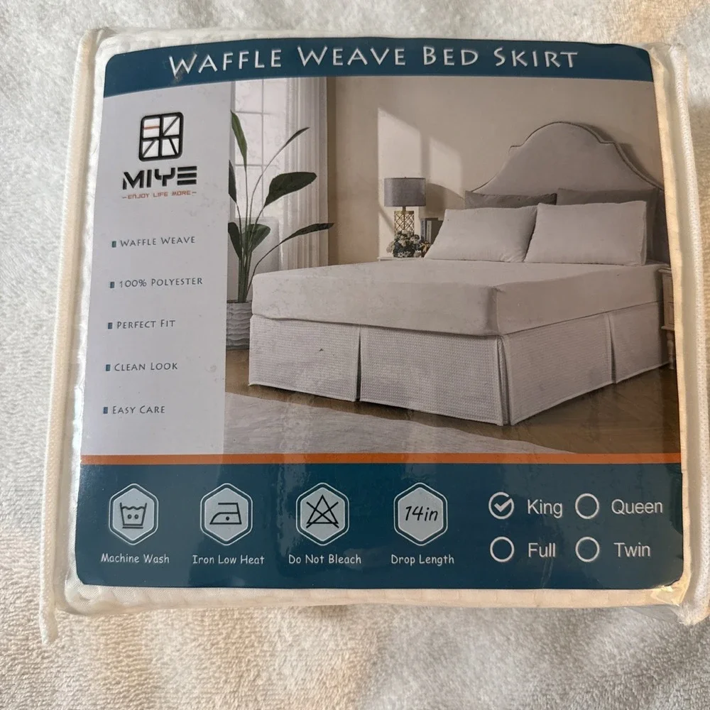 MIYE Waffle Weave King Size Bed Skirt